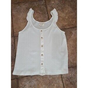 EASY Clothes Women's Ruffle Tank Golden Hour Buttoned S/M